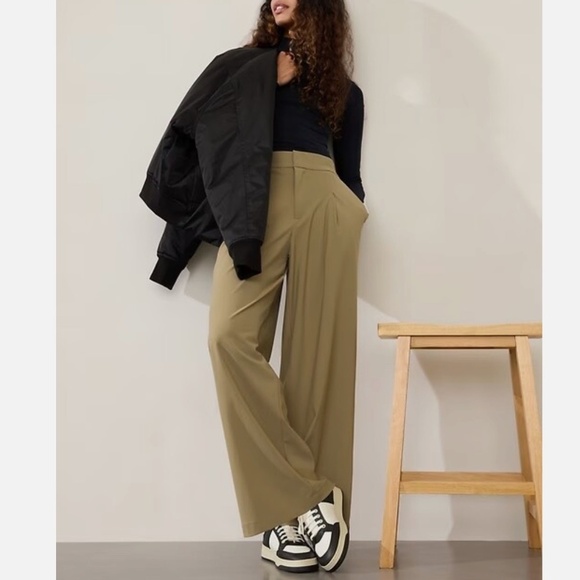 Athleta Pants - Athleta Women's Tan Pinnacle High Rise Trouser Wide Leg Size 16, New with tags!